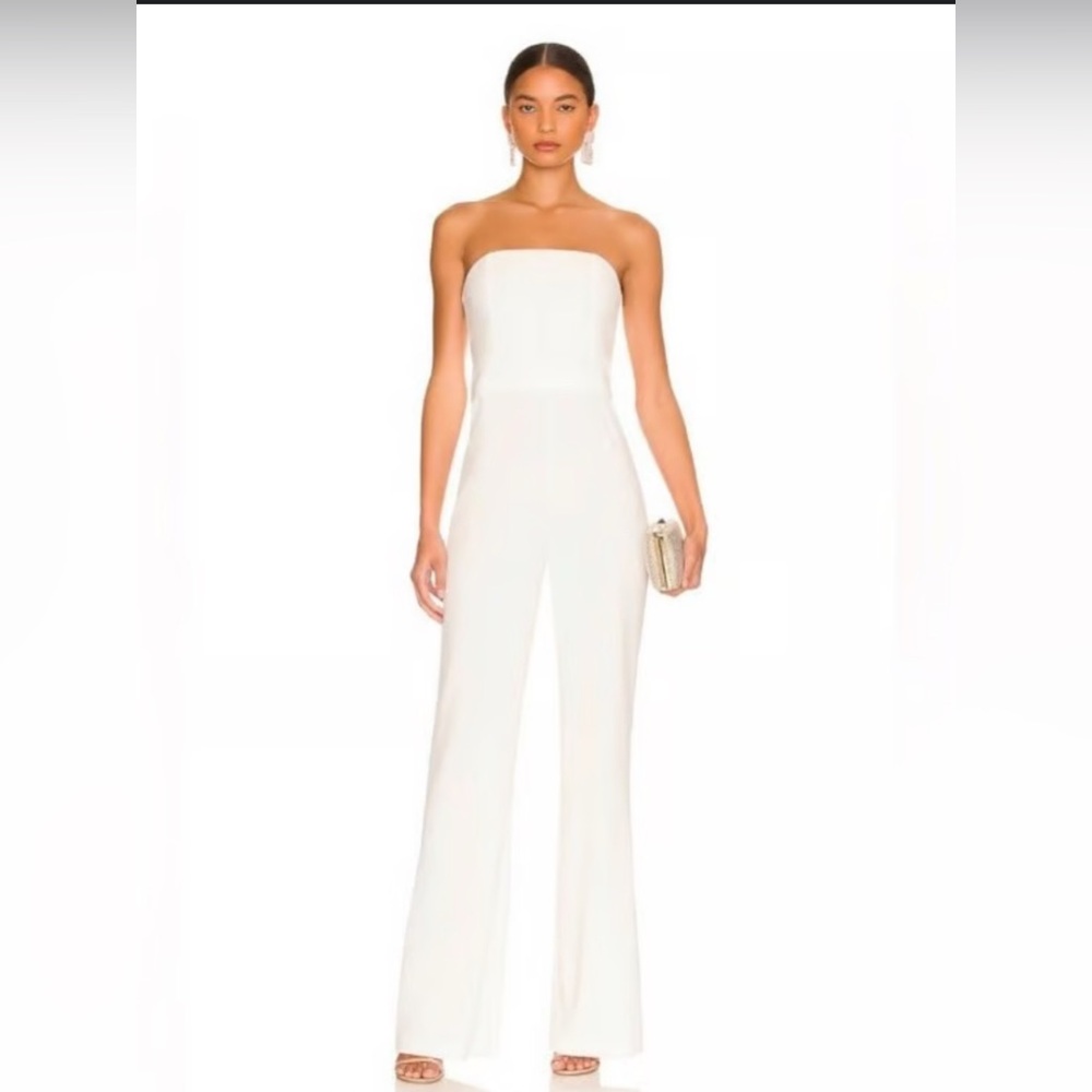 Elegant off White Strapless Wide Leg with pockets Jumpsuit